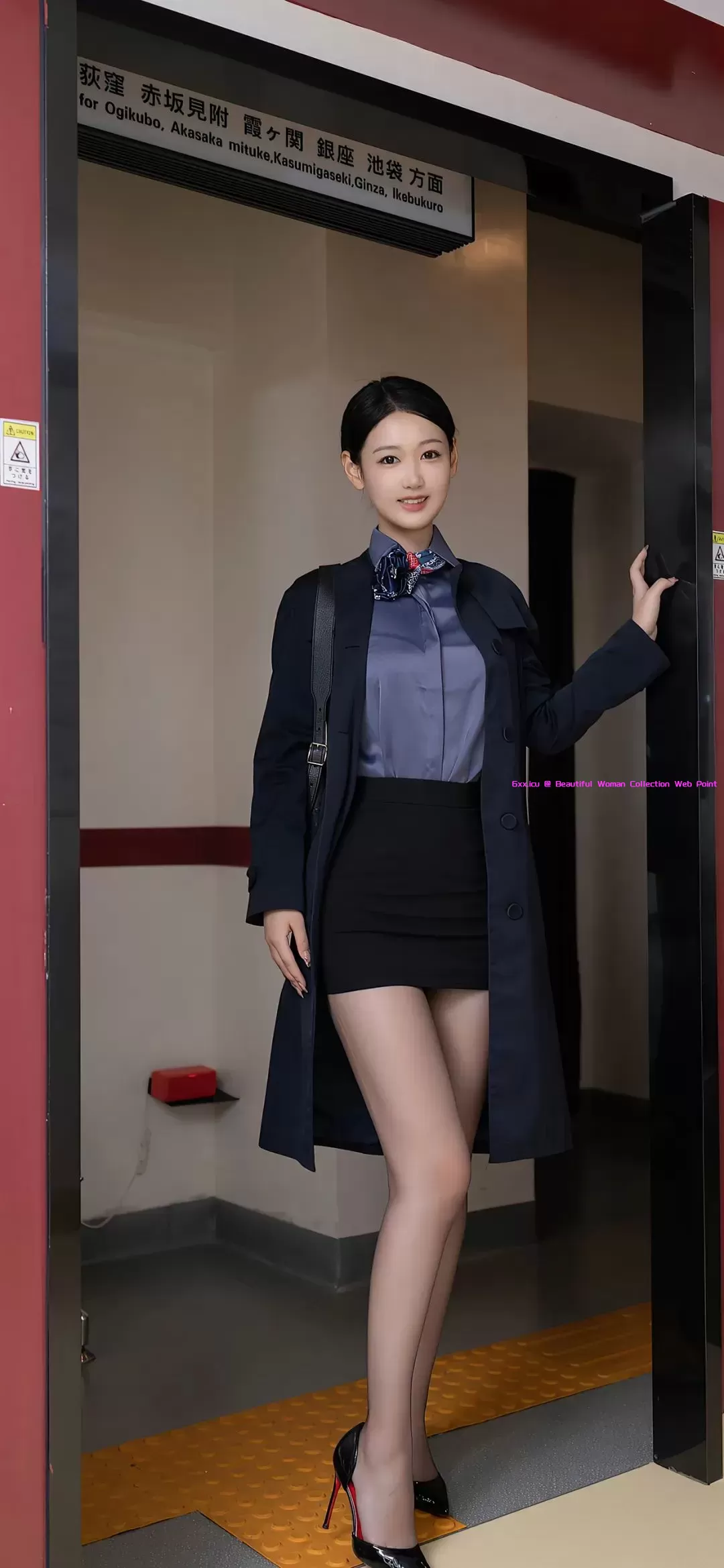 地铁上的唐安琪妖娆万千